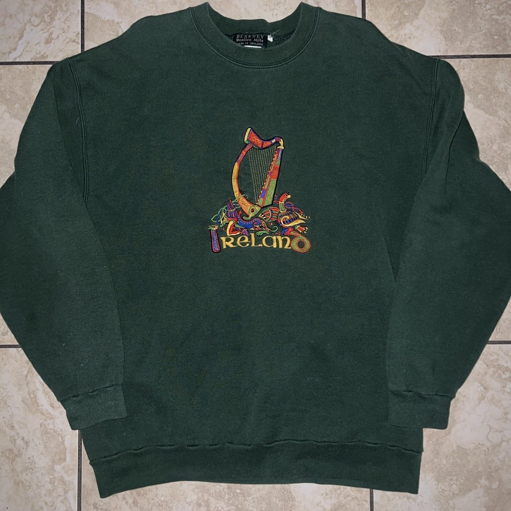 Vintage Ireland Sweatshirt Men’s XL Green Embroidered Pullover