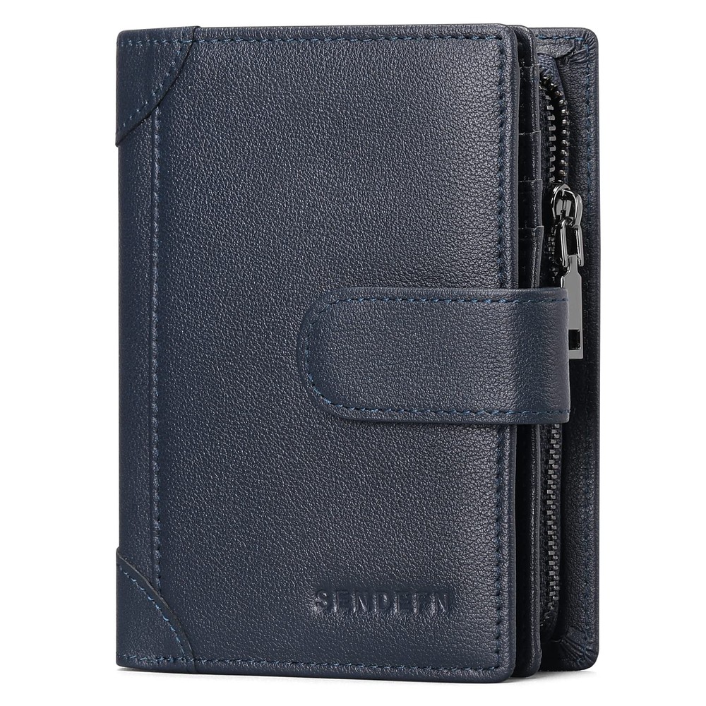 Men's RFID Blocking Genuine Leather Wallet with Zipper Card Holder  