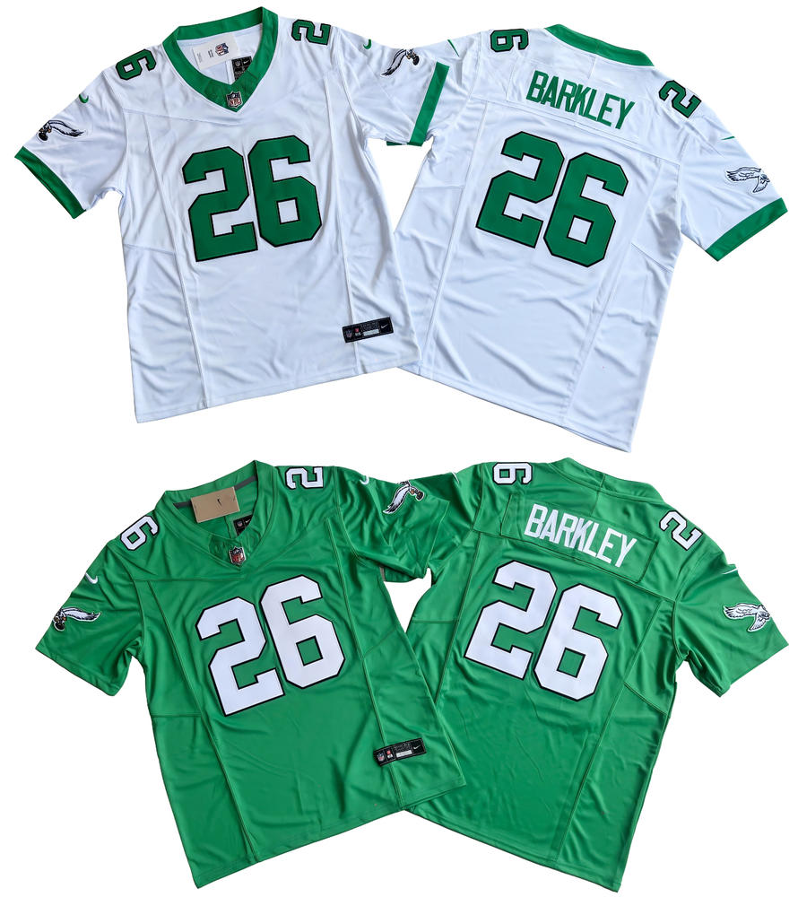 Saquon Barkley #26 Eagles FUSE Kelly Green/White Sewn Stitched Jersey