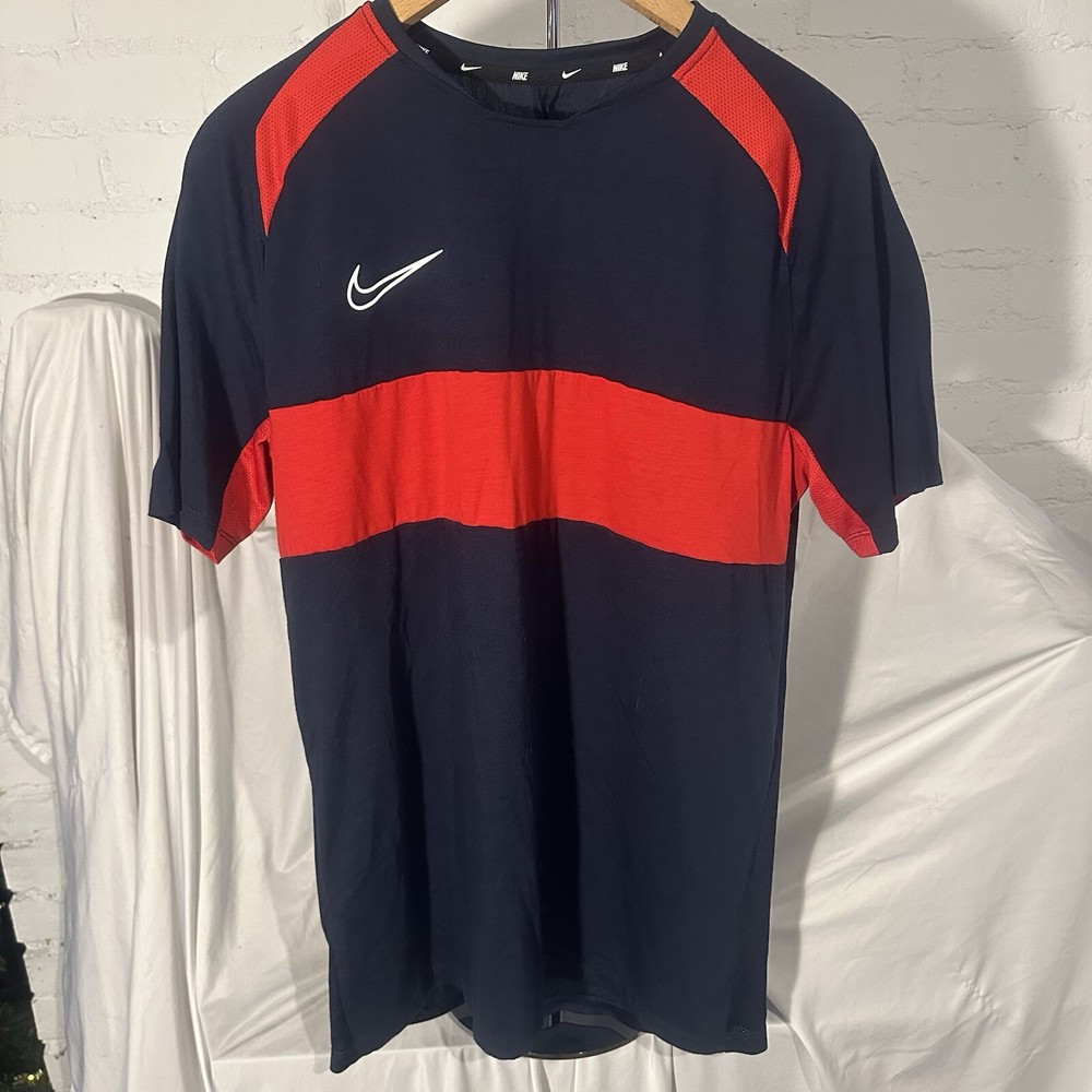 Nike Dri Fit Soccer Academy Red/Blue Size Large Athletic Mesh Back