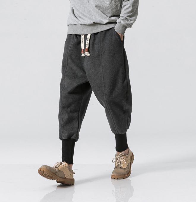 Winter Wool Harem Pants Cotton Casual Outdoor Lounge Trousers for Teens