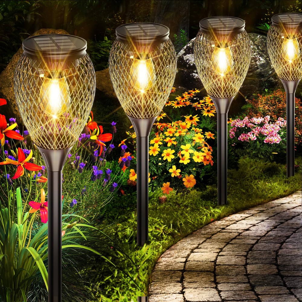 4-Pack Solar Pathway Lights with IP65 Waterproof and Auto On/Off Feature