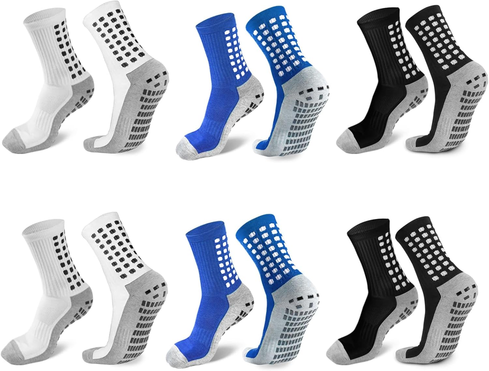 2/4/6 Pairs Men'S Soccer Socks Grip Pads Non Slip Football Baseball Soccer Socks