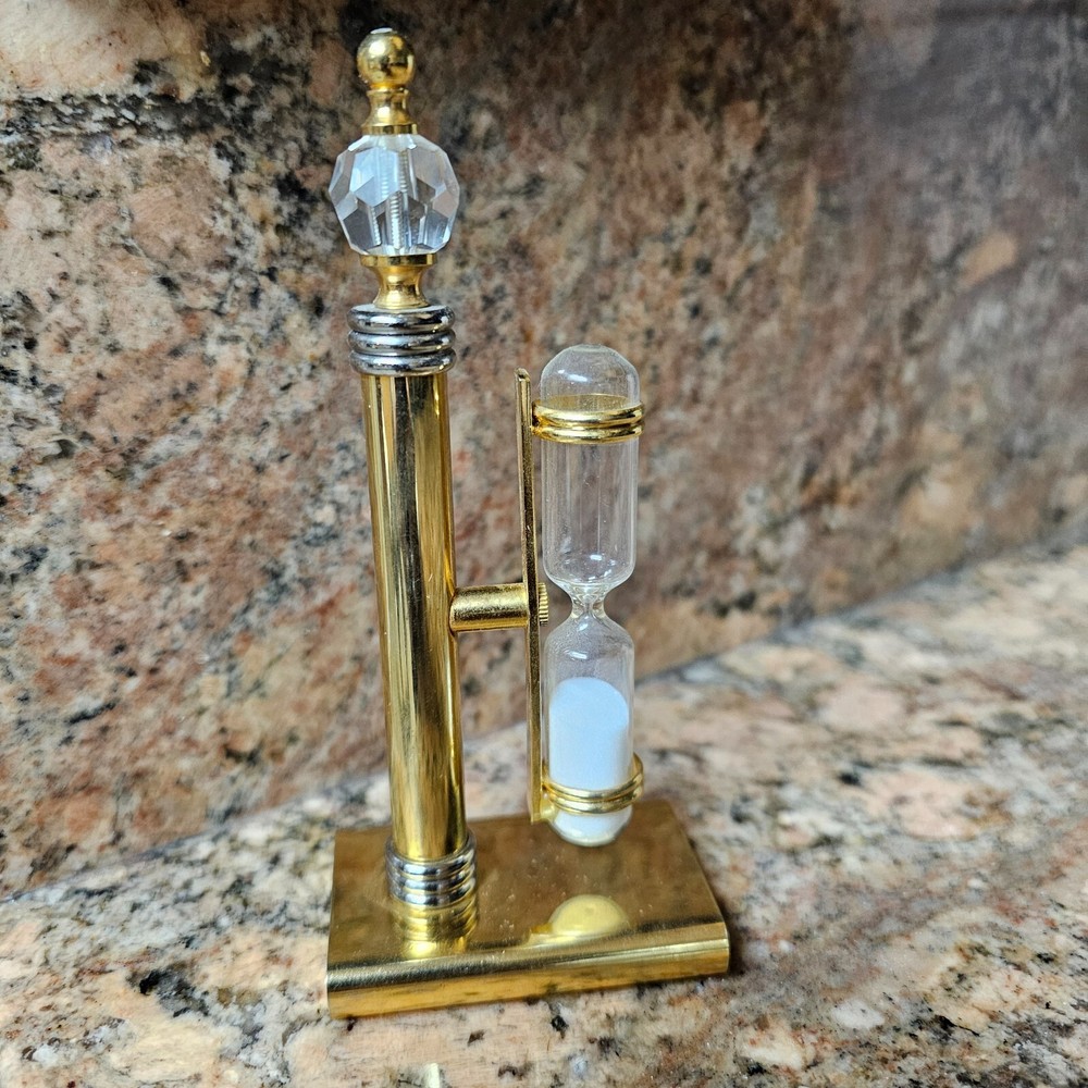 Premium Bright Brass Sand Timer 3 Minute White Sand Hour Glass Collectible Gift