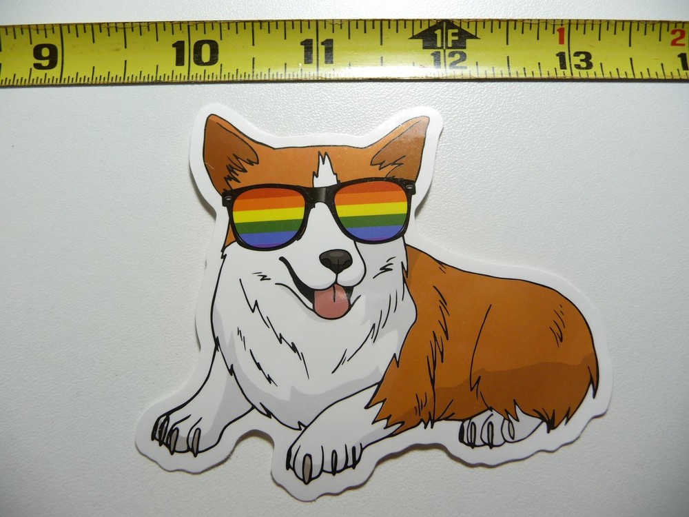 CORGI COLOR STRIPES SUNGLASSES DECAL STICKER DOG BREED PET BEST FRIEND LAPTOP