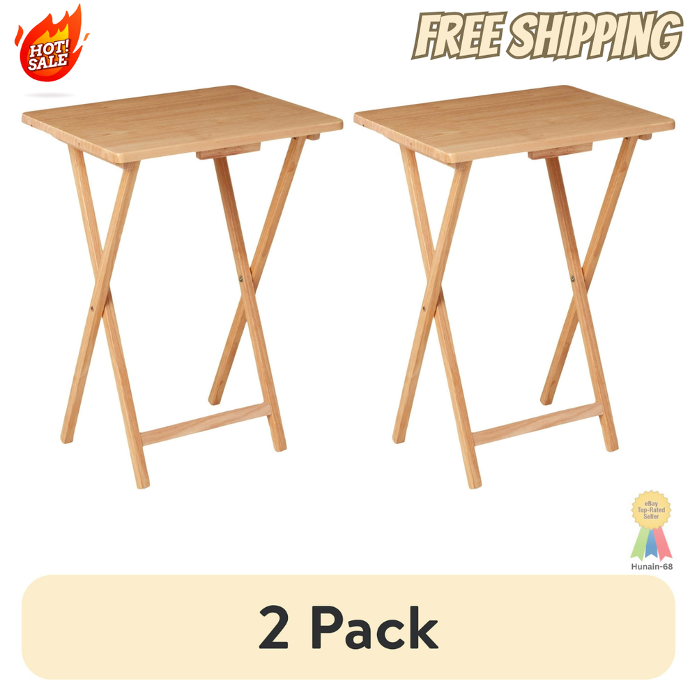 2-Pack Mainstays Natural Single Folding TV Table 19x15x26 Inches Indoor Use
