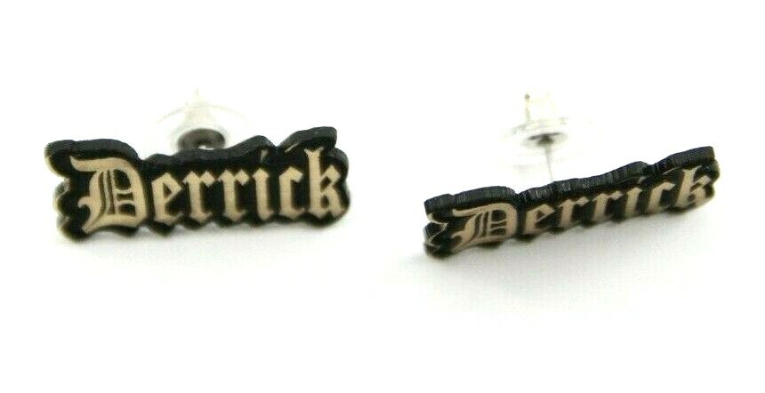 Custom Old English Black Gold Laser-Cut Post Earrings - Personalized Name Studs-image