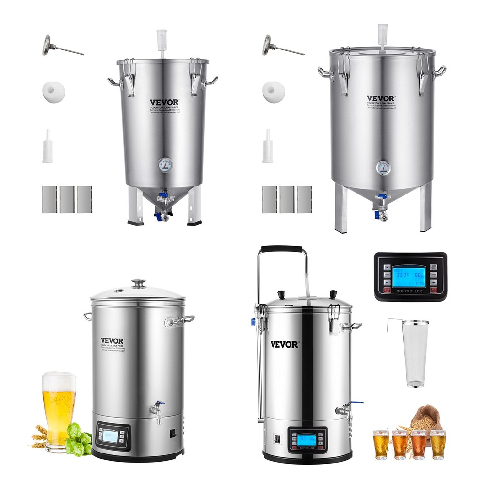 VEVOR 8/16 Gal Stainless Steel Home Brew Kettle Set Beer Brew Bucket Fermentor