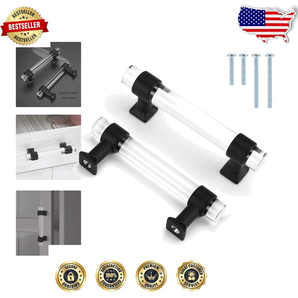 20 Pack Matte Black 3 Inch T-Bar Cabinet Pulls - Stylish Acrylic Zinc Hardware