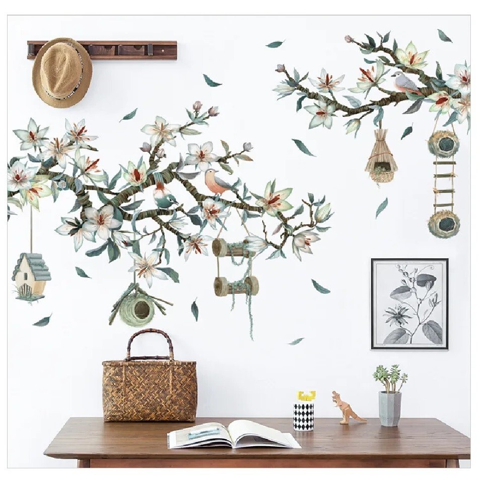 Removable Wall Sticker Flowers and Birds Decal Vinyl Bedroom Home Decor Romantic