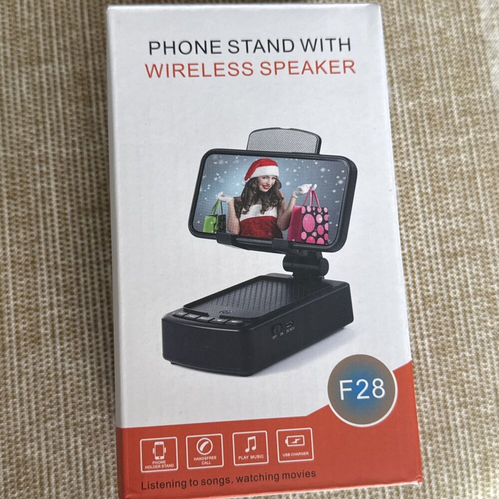 Cell Phone Stand with Wireless Bluetooth Speaker, LED, Anti-Slip Base HD Sound