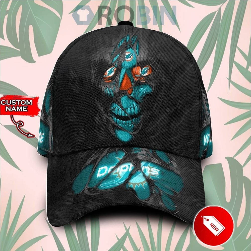 Miami Dolphins NFL Team Logo Embroidered Adjustable Skull Cap-image