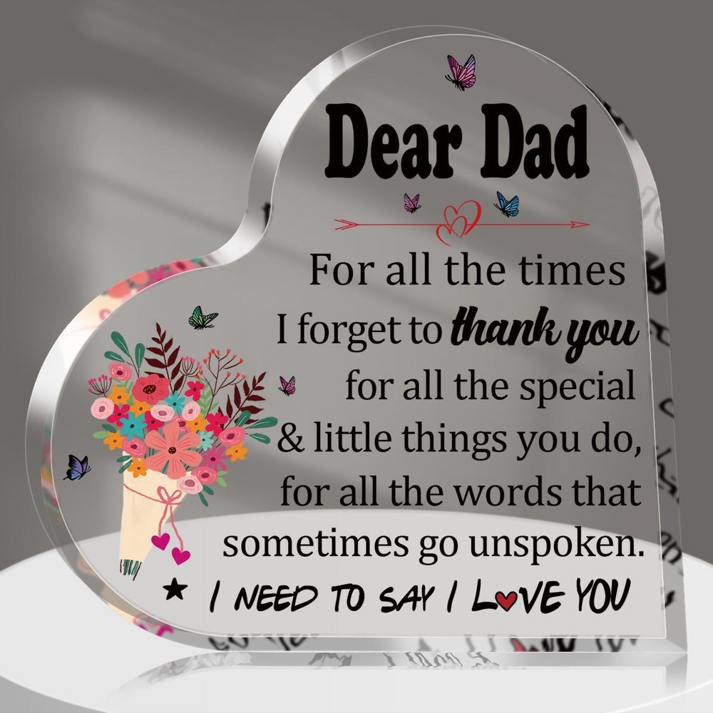 Figurine Gift for Dad Plaque Clear Carved Small Novelty Romantic Home Decor