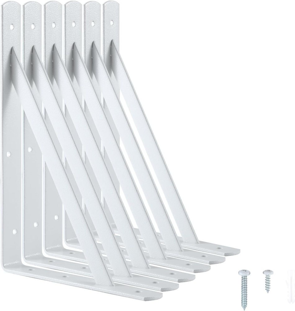 Heavy Duty 12x8 Inch Metal Shelf Brackets with High Load Capacity