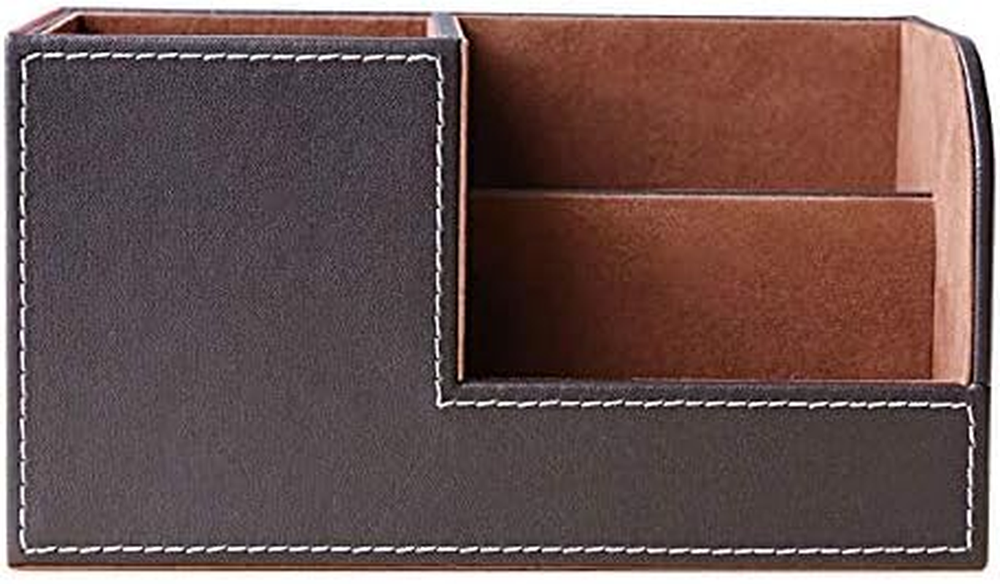 Leather Multi-Function Desk Stationery Organizer Storage Box Pen/Pencil, Cell Ph