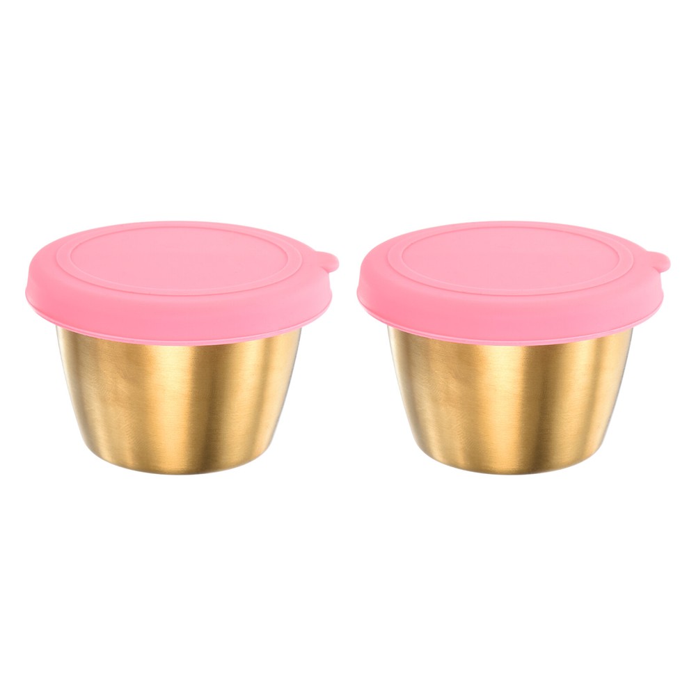 2-Pack Pink 2.4oz Condiment Cups with Lids for Dressing & Salad