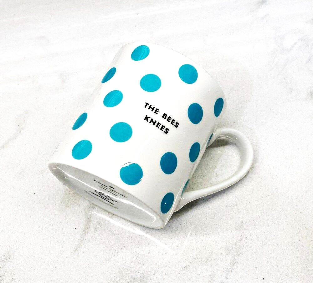 Kate Spade New York The Bees Knees Mug Chic Speak Lenox White Aqua Polka Dot