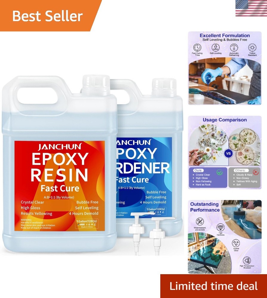 2 Gallon Crystal Clear High Gloss Epoxy Resin Kit for Casting and Coating