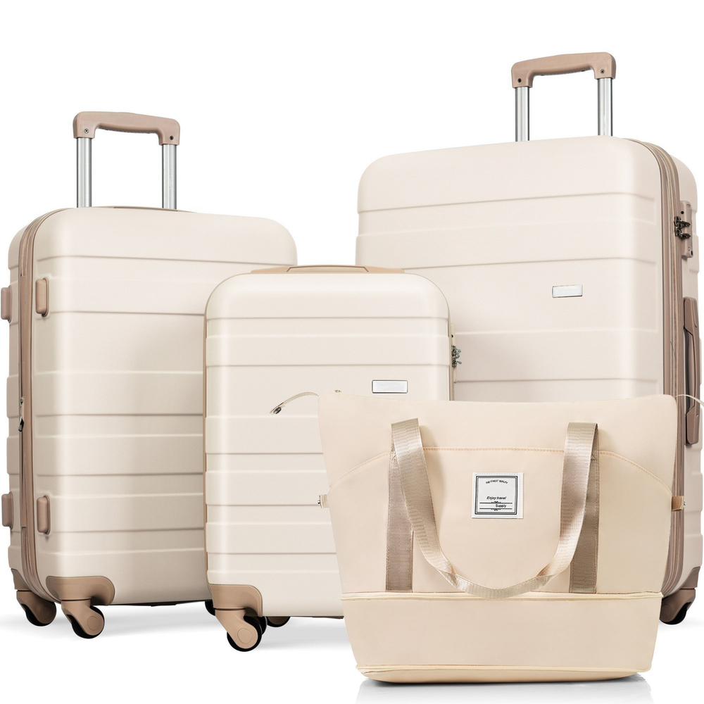 Luggage Sets 4 Piece, ivory and golden