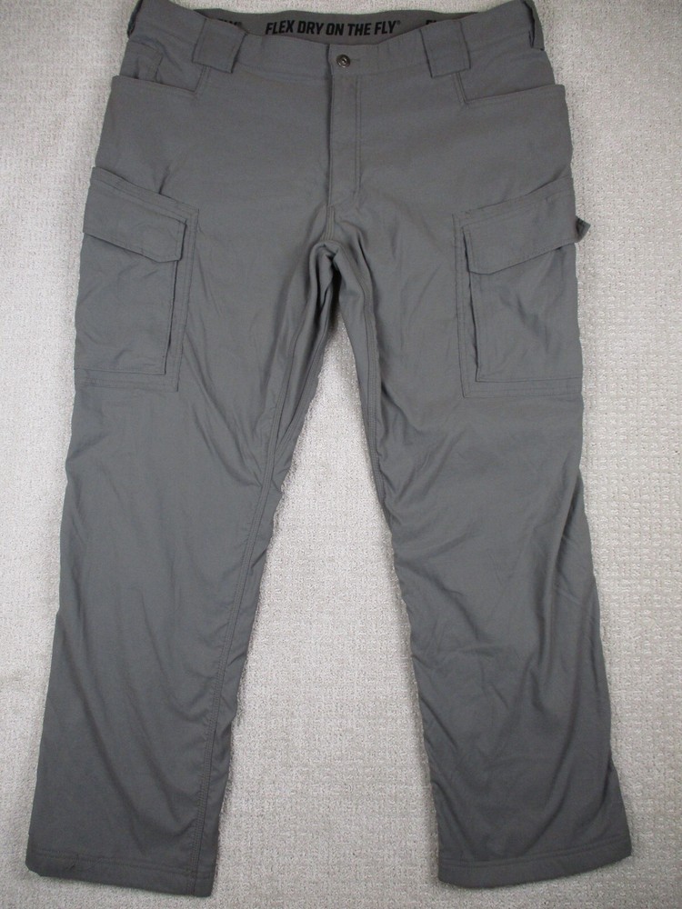 Duluth Trading Cargo Pants Mens Size 42x32 Gray Flex Dry On The Fly Fleece Lined