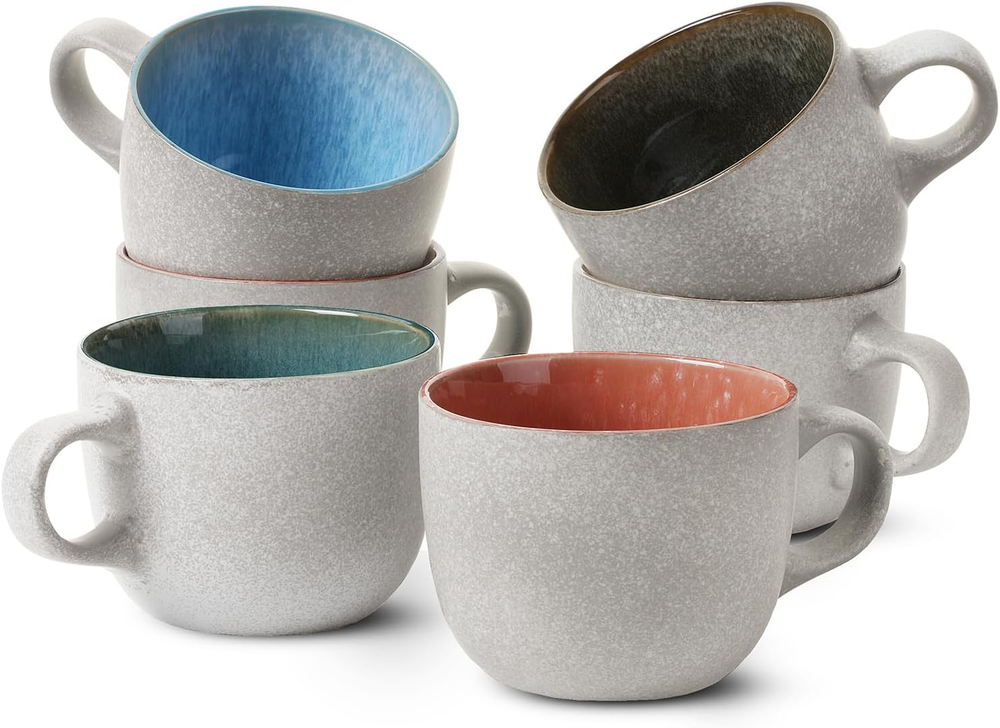 Btat- Coffee Mugs Set of 6, 14 Oz, Coffee Cups Ceramic, Ceramic Coffee Cups, Mug