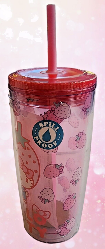 Hello Kitty Strawberry 20 oz Tumbler with Leakproof Lid & Reusable Straw