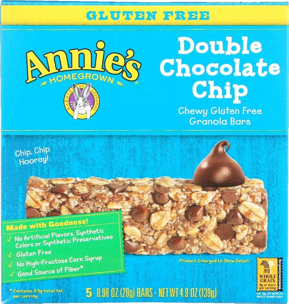 Annie's Gluten Free Chewy Granola Bars, Double Chocolate Chip Bars, .98 oz (5...