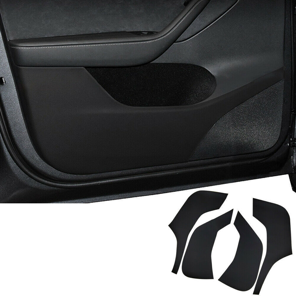 For Tesla Y 2020-2024 Black Leather Side Door Bottom Anti Kick Trim Panel Cover