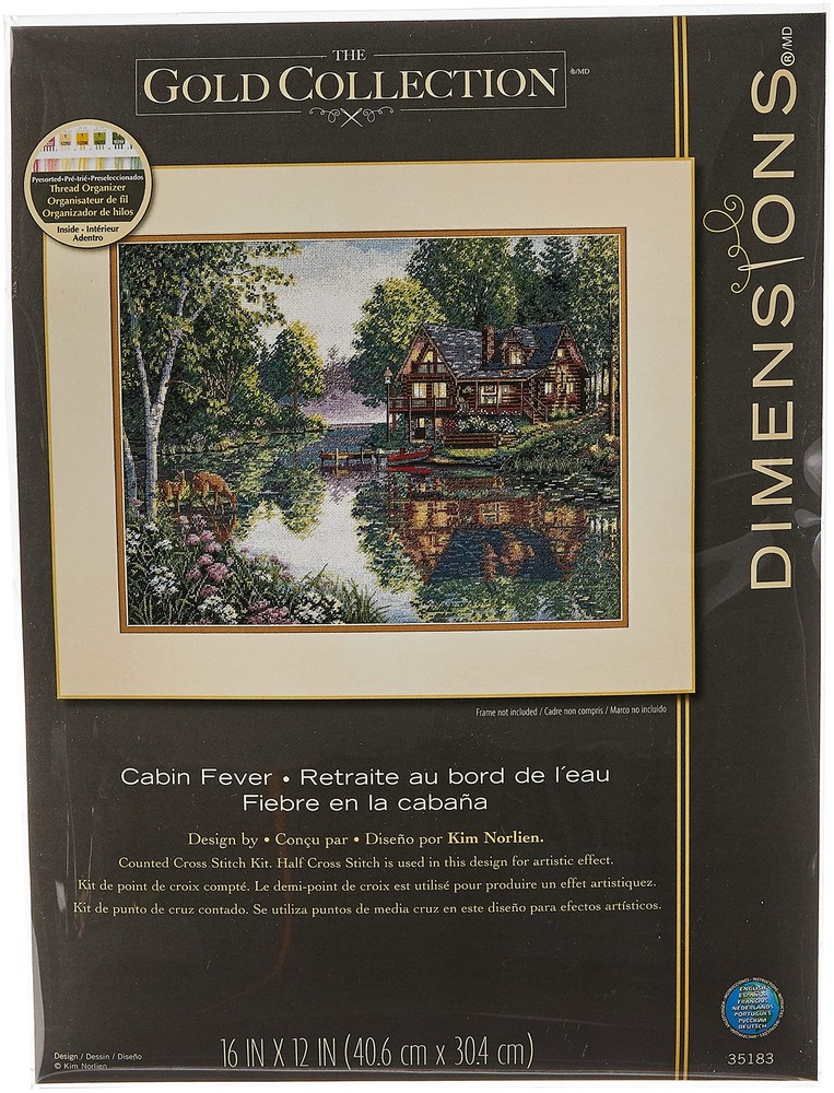Gold Collection Cross Stitch Kit Cabin Fever 18-Count Ivory Aida 1
