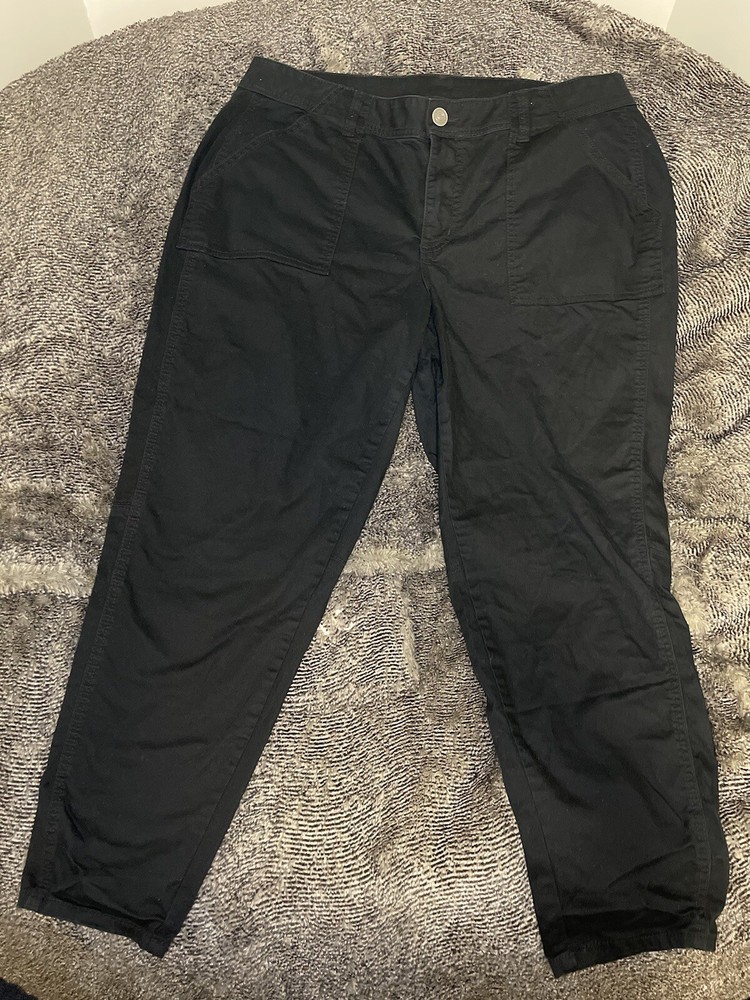 LANE BRYANT Regular Fit Women's Size 18 Black Canvas Pants, Zip/ Button Closure