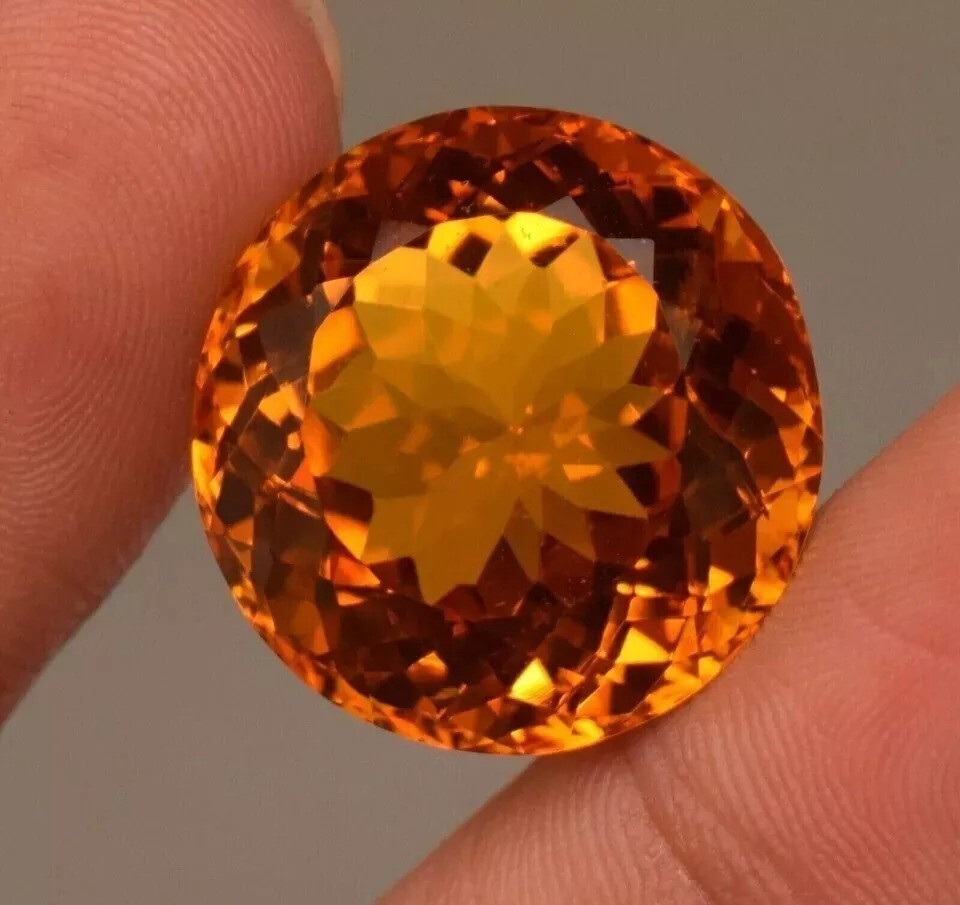Brazilian Natural Citrine EGL Certified 101 Ct Round Cut Loose Yellow Gemstone