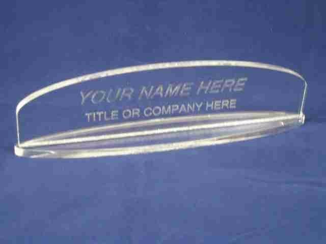 Custom Acrylic Glass Name Plate for Bar Desk with Oval Top & Base - Free Shipping-image