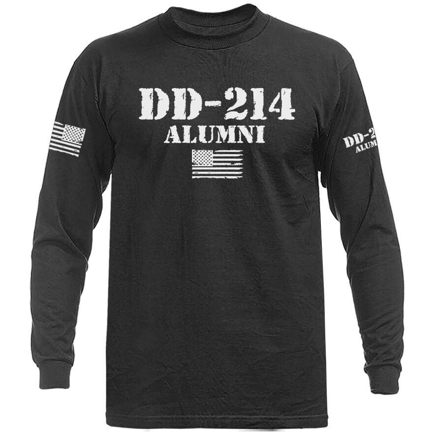 DD214 Alumni Military Patriotic US Flag US Army Veteran Long Sleeve