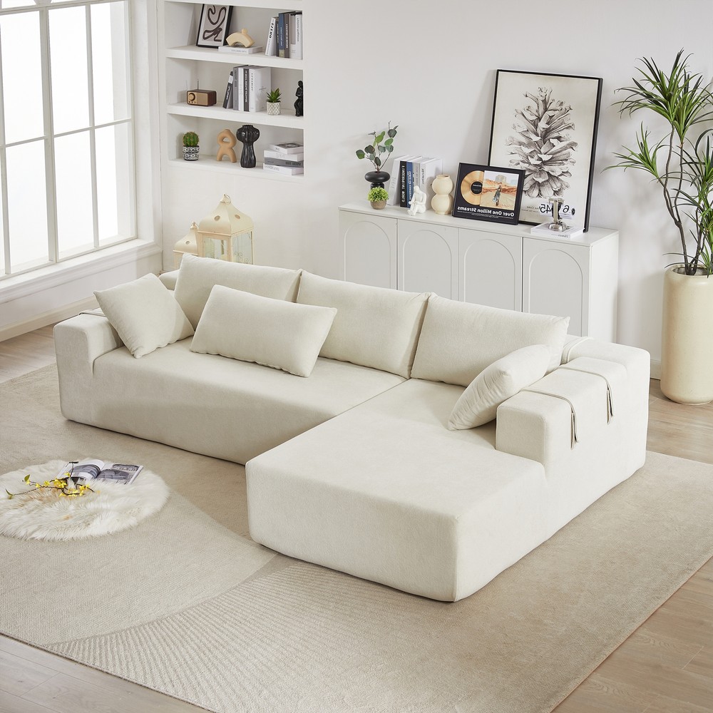 Modern Chenille Modular L-Shaped Sectional Sofa Set 108