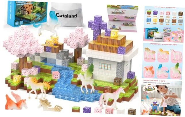Magnetic Blocks 108PCS Magnetic Building Blocks for Girl 6-8 108pcs Sagura Pink