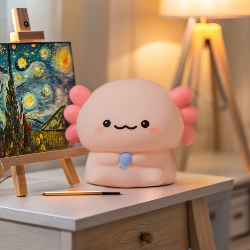 Pink Axolotl Night Light for Animal Silicone Nursery Night Lamp Rechargeable USB