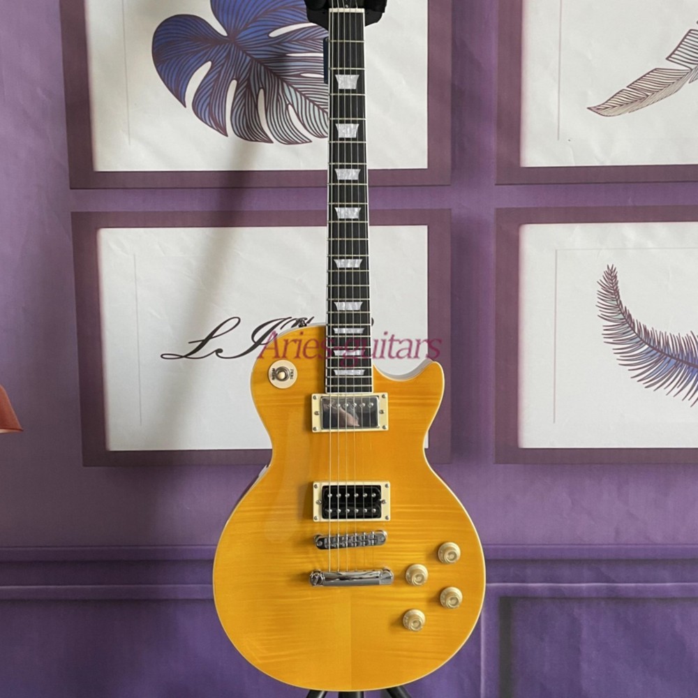 Standard Premium Plus Trans Amber LP Electric Guitar Solid Body Figured Maple