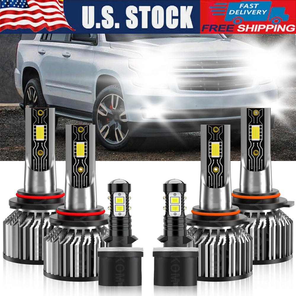 6x LED Headlight High Low+Fog light Bulbs kit For Chevrolet Tahoe 2000-2006