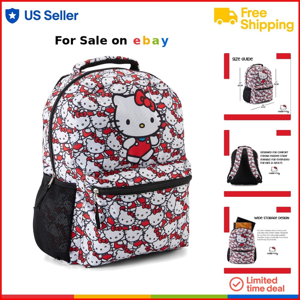 Hello Kitty 16 Inch Polyester School Backpack Laptop Bookbag Kids Dream Gift