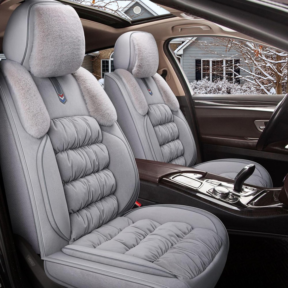 Soft Fuzzy Grey Seat Covers for Acura RLX 2018-2020