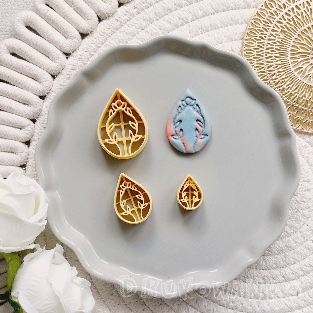 Drop Water Droplet Decorative Tear 5 Polymer Clay Cutter For Earring Jewelry