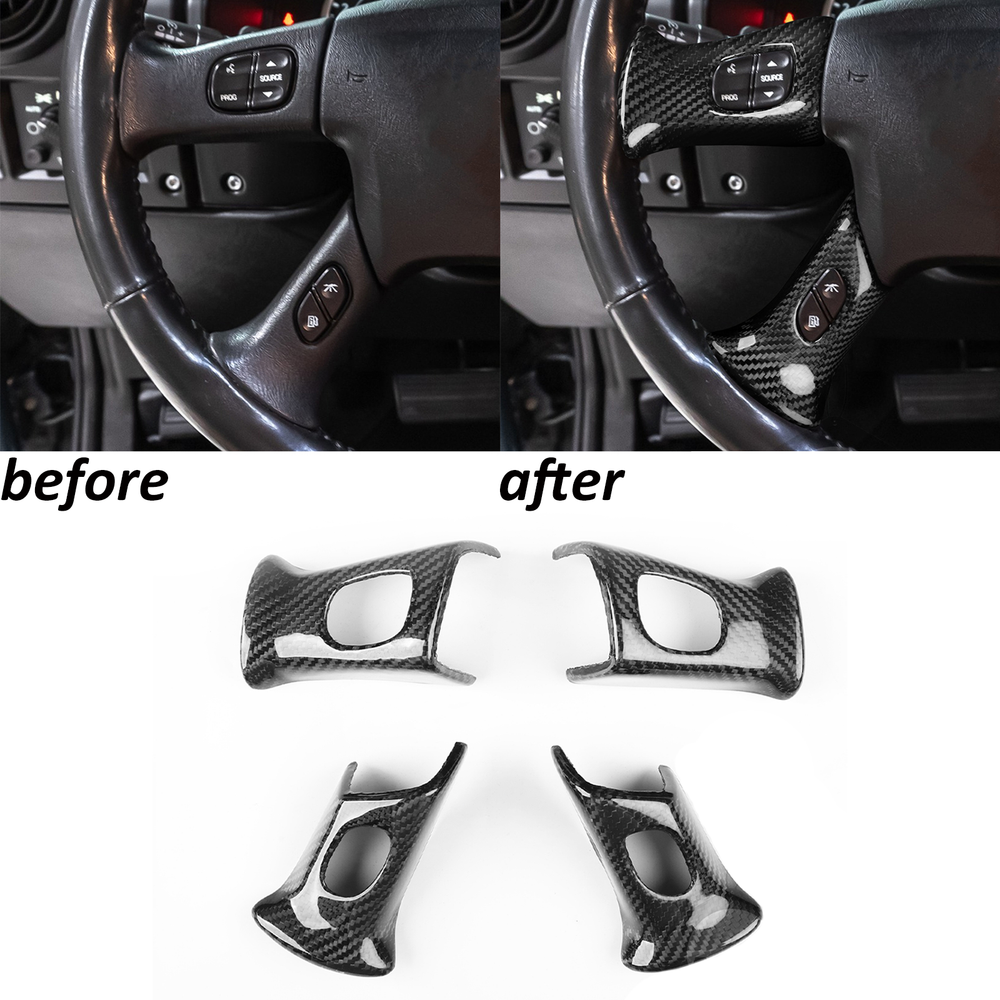 3K Dry Carbon Fiber Steering Wheel Button Cover for Hummer H2 Silverado Escalade Upgrade  