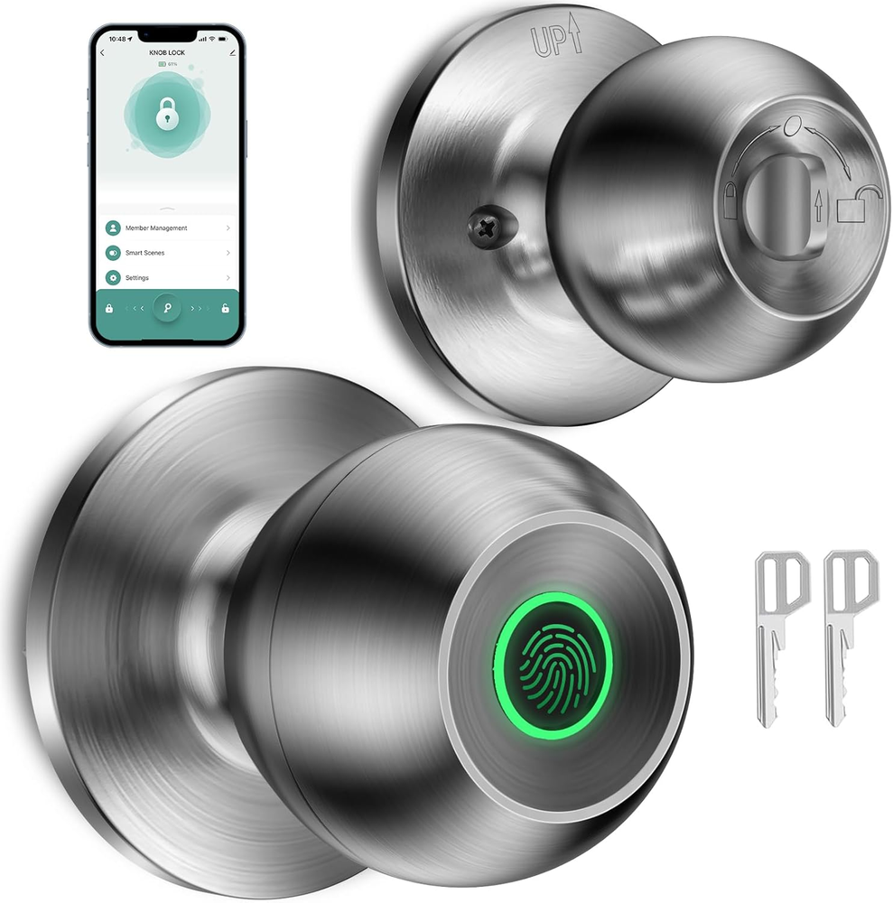 Biometric Smart Door Lock with Fingerprint & App Control in Silver-image