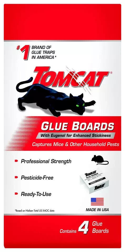 Glue Boards with Immediate Grip Glue for Mice, Cockroaches, and Insects, 4 Traps