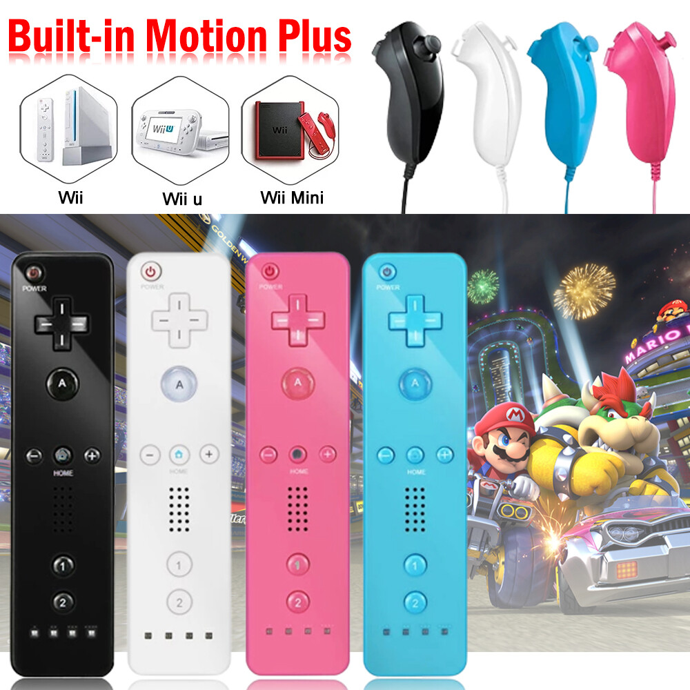 Remote Controller & Nunchuck Built in Motion Plus For Nintendo Wii Wii U Strap a