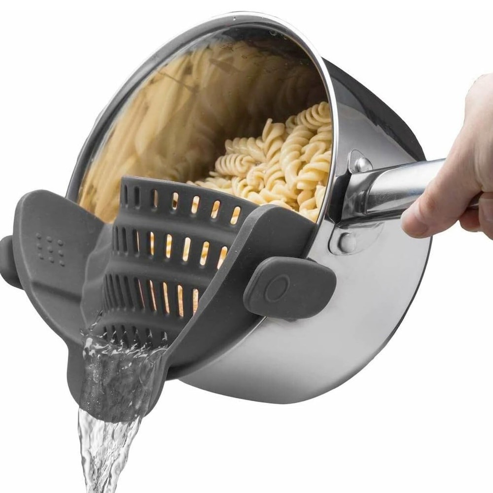 Kitchen Gizmo Clip-On Silicone Pasta Strainer for Pots and Pans