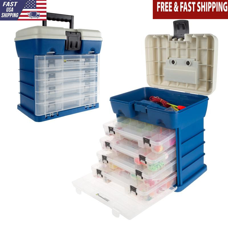 Durable 4-Drawer Storage Box with 19 Compartments for Camping Fishing Organizer