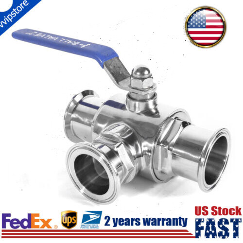 2 Inch Ball Valve 304 Sanitary Stainless Steel Manual 3 Way Ball Valve Tri Clamp