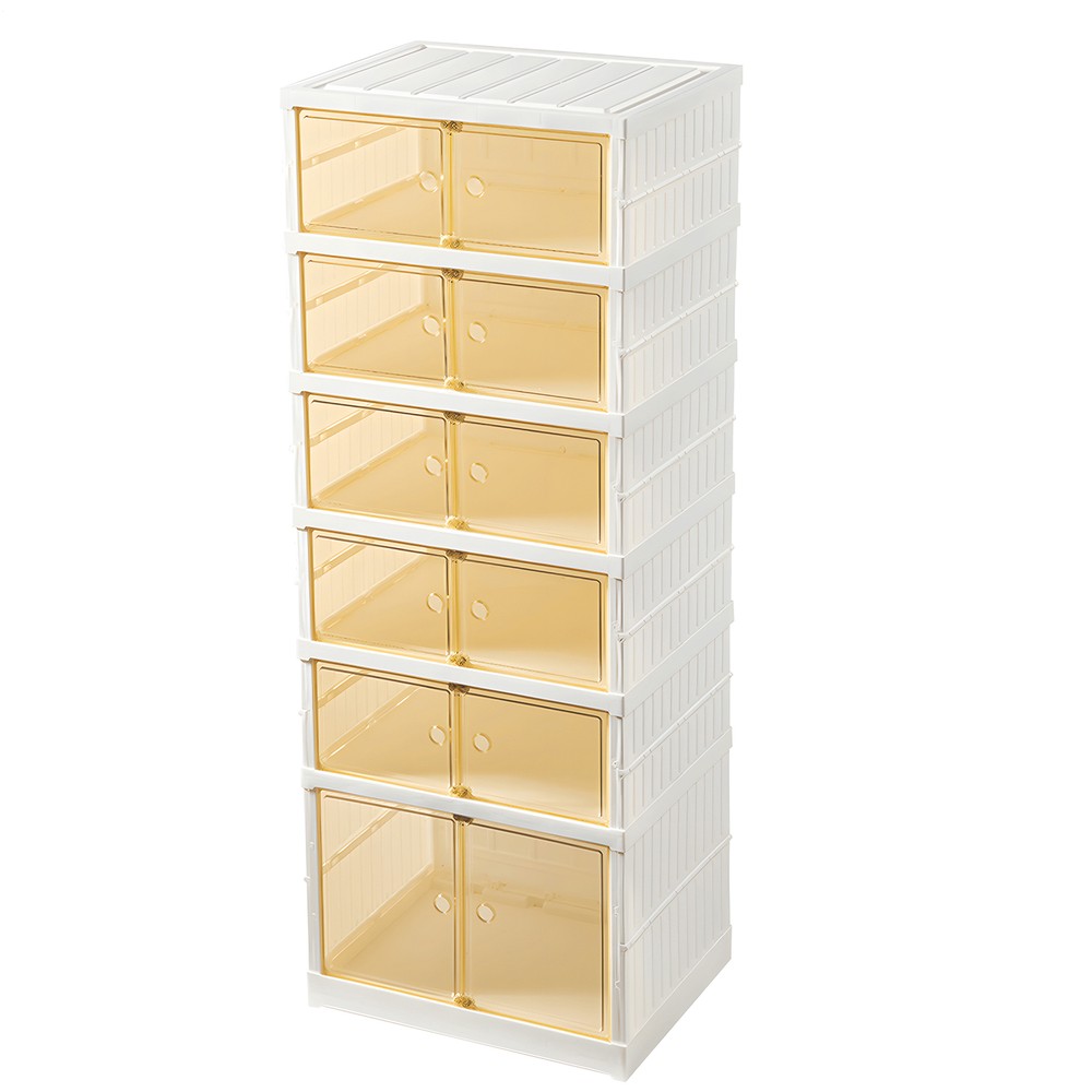 6-Tier Folding Shoe Organizer with Wheels Holds 12 Pairs Storage Box Cabinet Rack