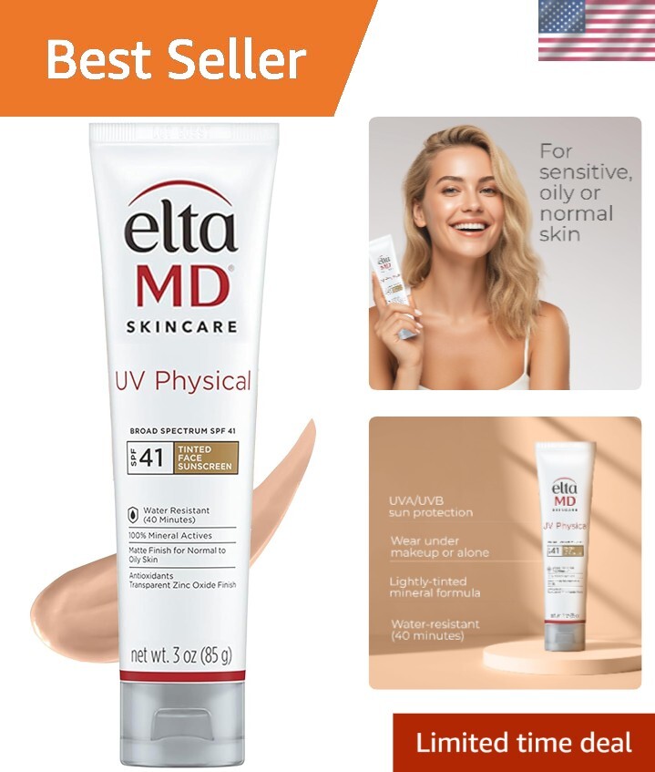 SPF 41 Tinted UV Sunscreen for Sensitive Skin – Lightweight Physical Protection